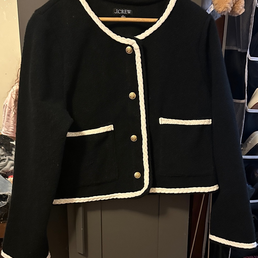 J. Crew Women's Black jacket with White Trim